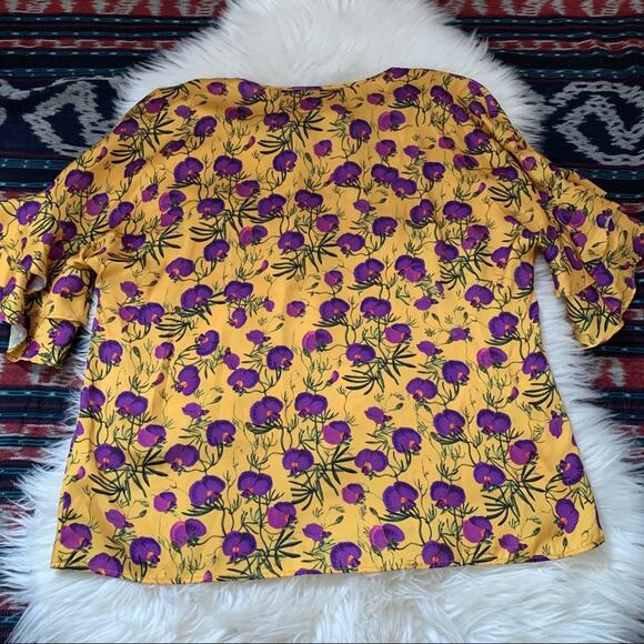 Delfi floral Sienna Ruffle Sleeve Blouse Top sz M - Picture 8 of 9